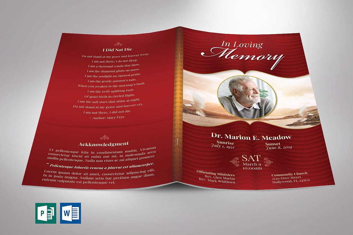 Loving Funeral Program template