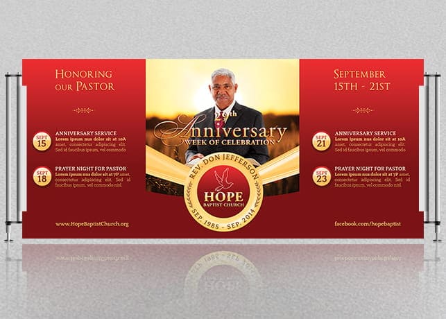 Pastor Anniversary Banner Template