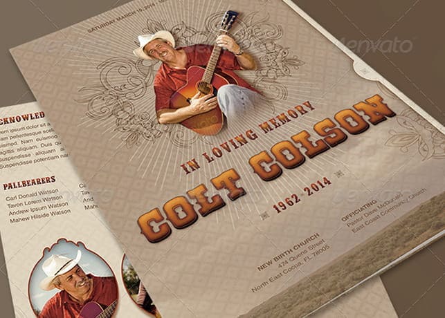 Singing Cowboy Funeral Program Template