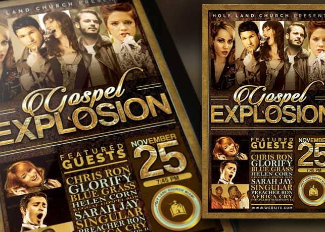 Gospel Explosion Church Concert Flyer plus Poster Template