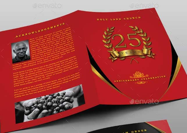 Crimson Gold Black Anniversary Program Template