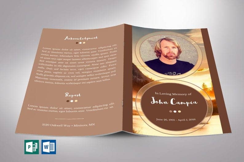 Sunset Funeral Program Template | Word Publisher
