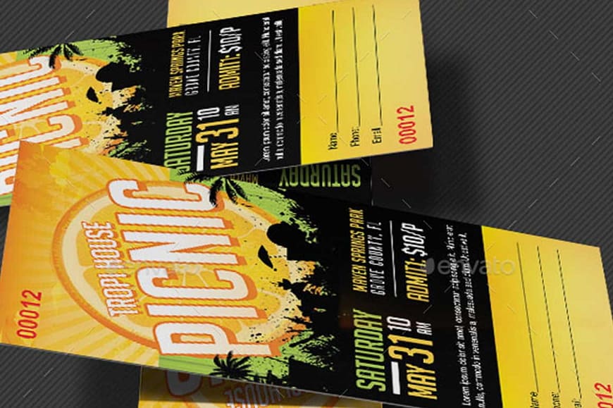Tropical Picnic Ticket Template