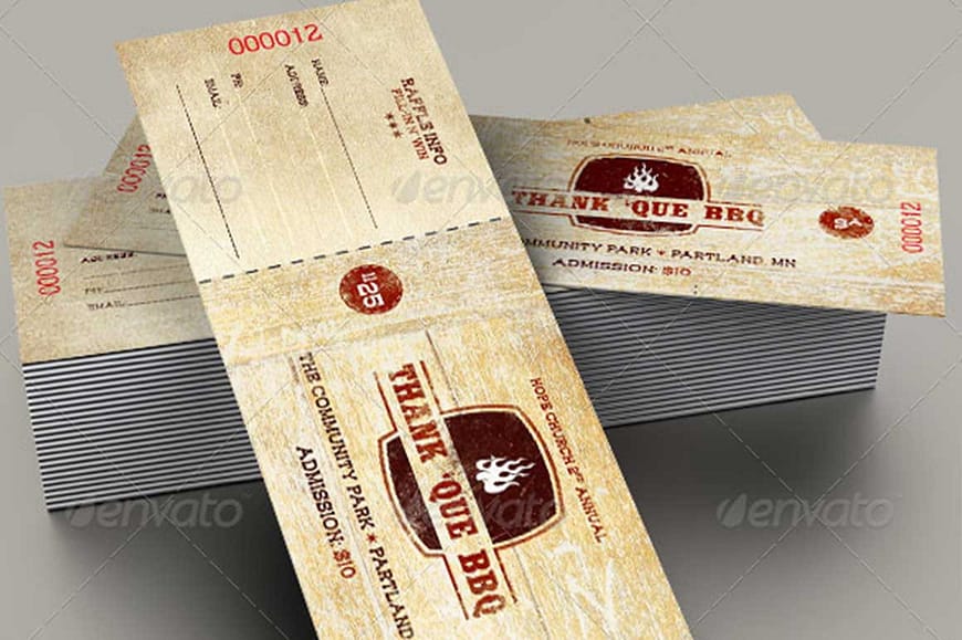Western BBQ Charity Ticket Template