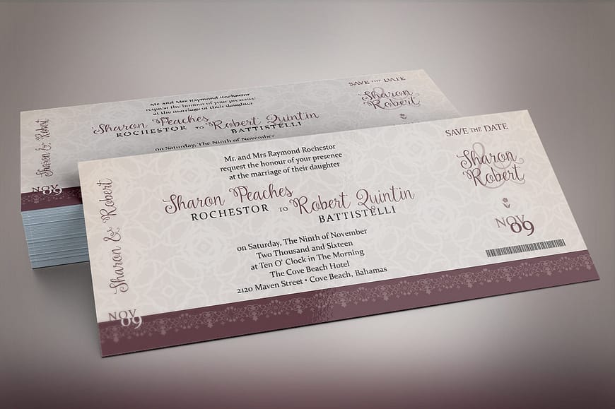 Vintage Boarding Pass Invitation Template