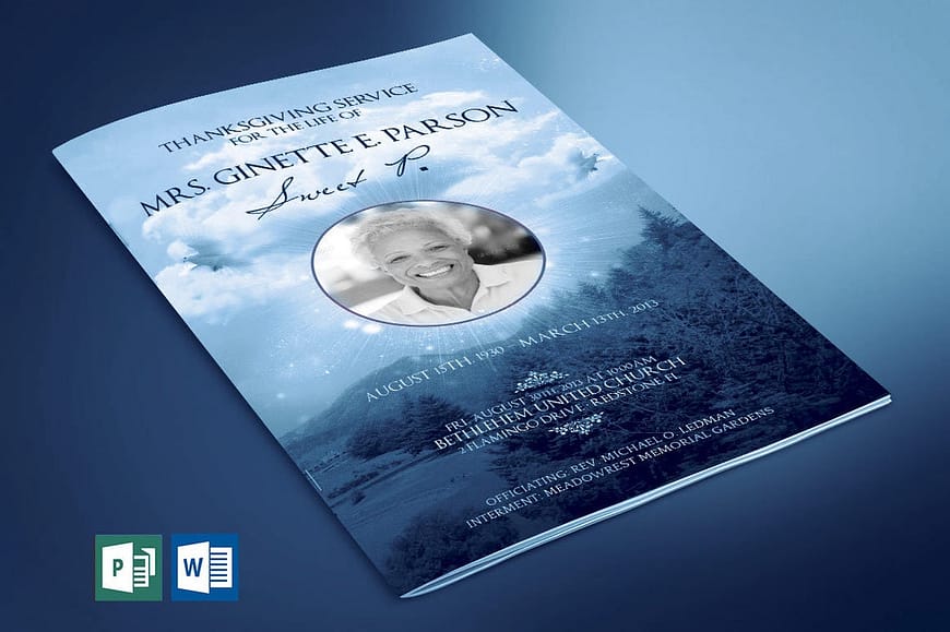 Blue Sky Funeral Program Publisher Template