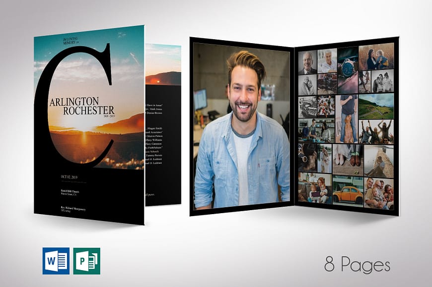 Sky Tabloid Funeral Program Word Publisher Template