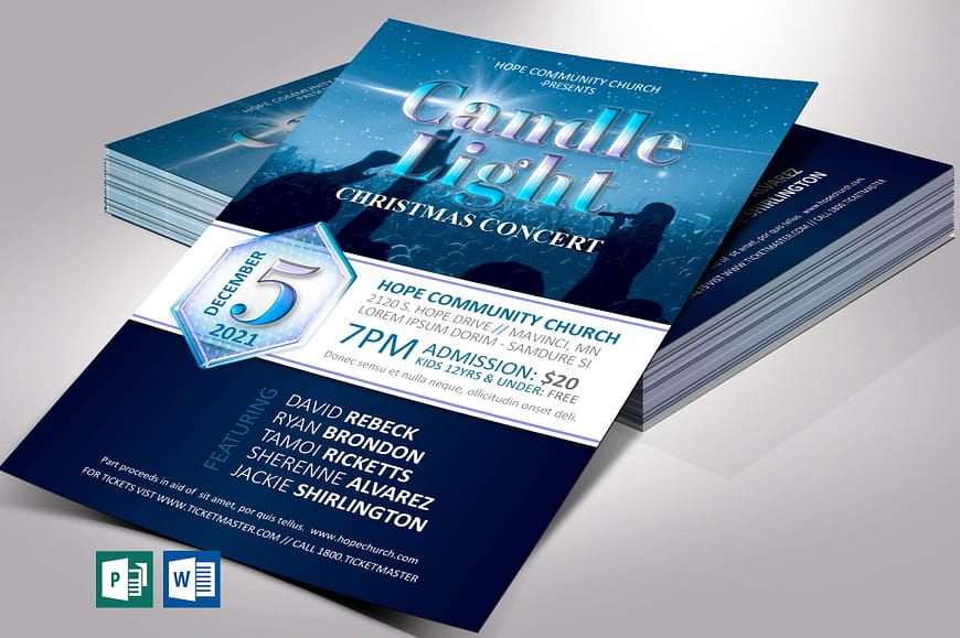 Candle Light Concert Flyer Word Publisher Template