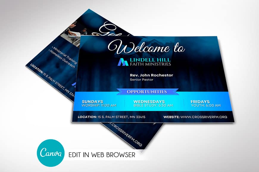 Church Welcome Card Canva Template