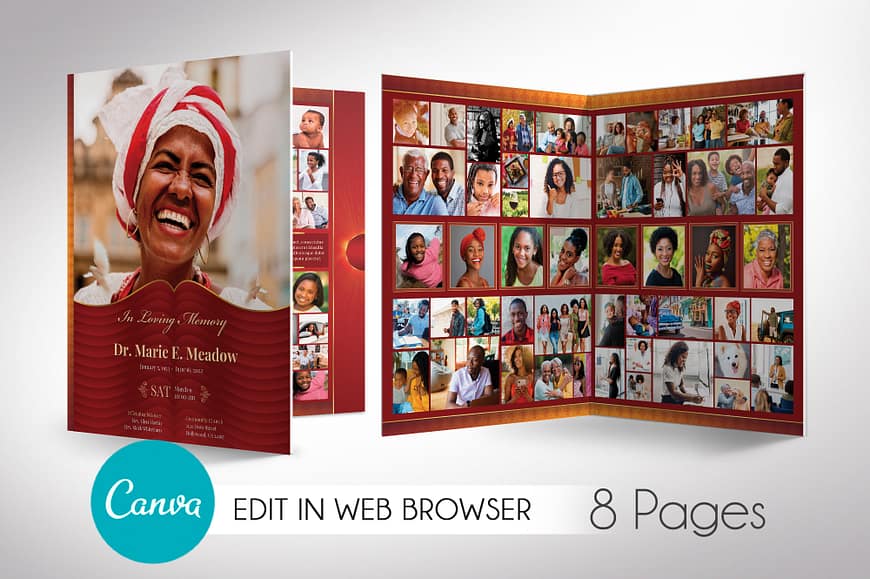 Loving Tabloid Funeral Program Canva Template V2