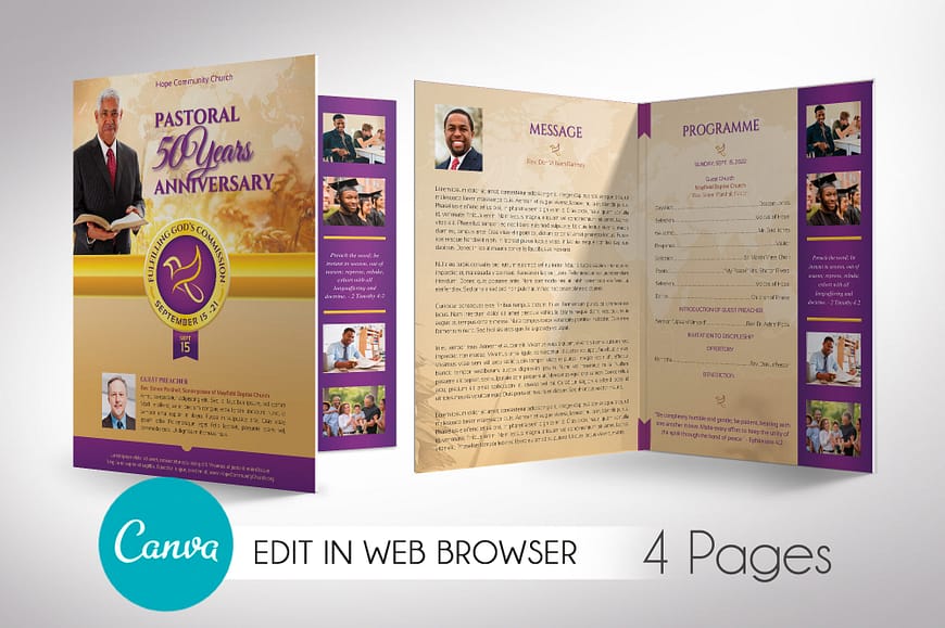 Clergy Tabloid Anniversary Program Canva Template