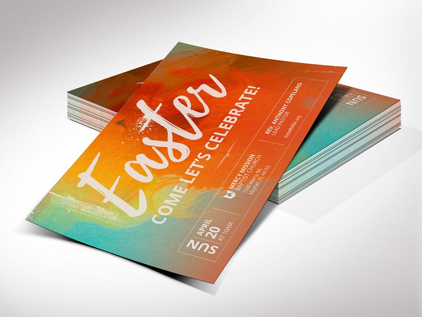 Easter Sunday Church Flyer Template for Canva, Church Service Invitation, Resurrection Sunday, Editable Printable, Orange Teal, 3 Sizes