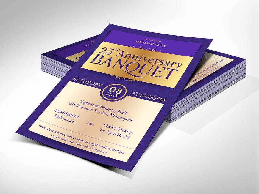 Purple Church Anniversary Banquet Flyer Canva Template, Elegant Purple Gold, Printable Victorian-Style Pastor Appreciation Gala Invitation
